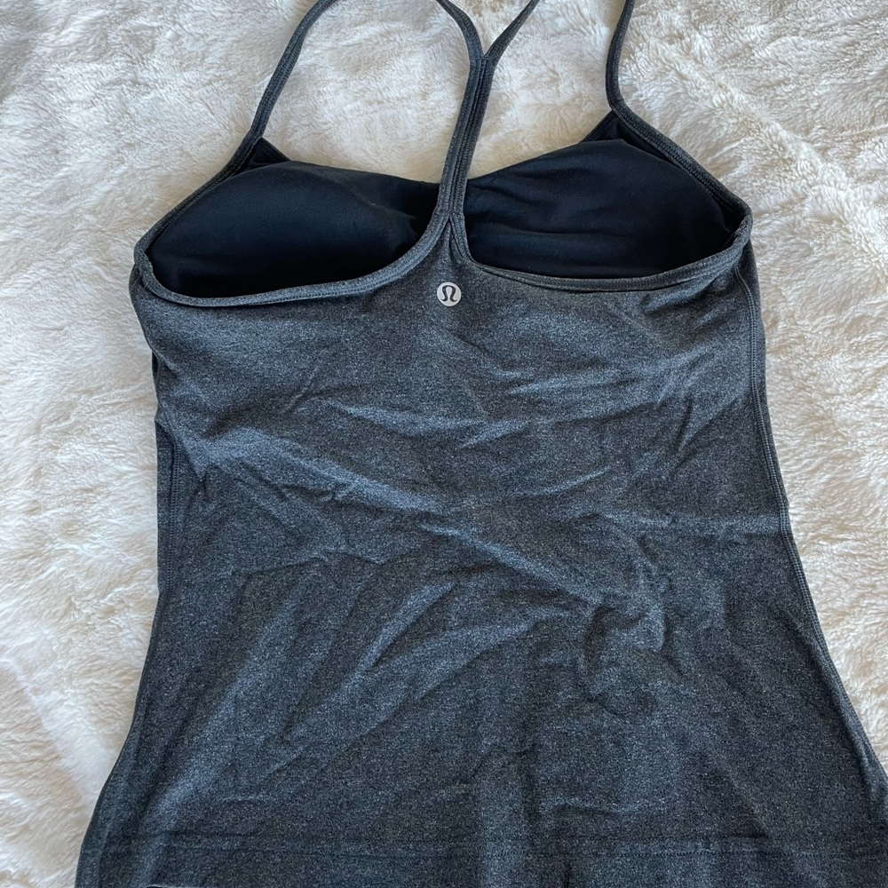 Lululemon Power Y Tank – Heathered Charcoal Gray (Size 4)